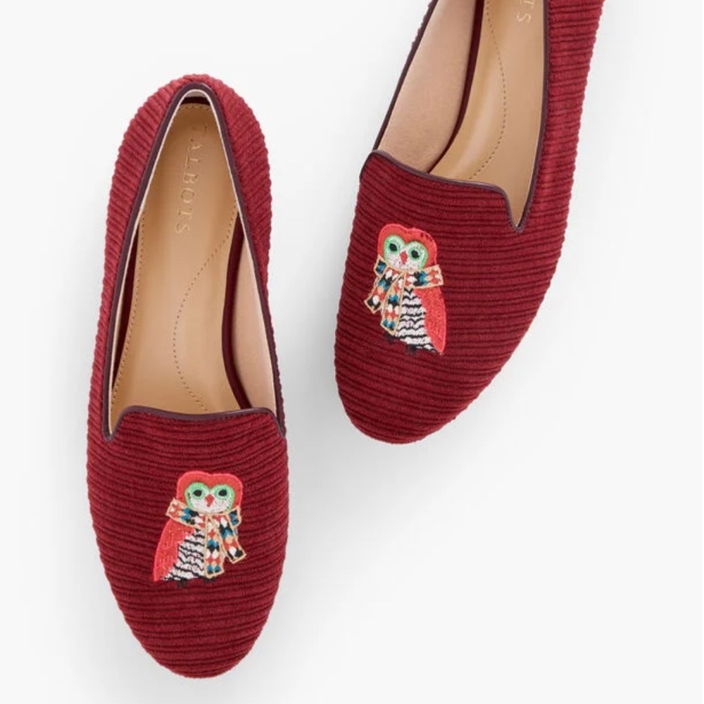Ryan Corduroy Loafers - Embroidered Owl